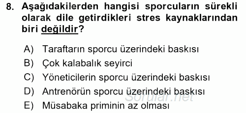 Spor Bilimlerine Giriş 2016 - 2017 Dönem Sonu Sınavı 8.Soru
