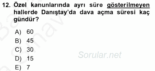 Vergi Yargılaması Hukuku 2016 - 2017 Ara Sınavı 12.Soru