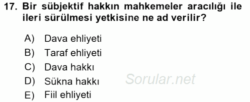 Vergi Yargılaması Hukuku 2016 - 2017 Ara Sınavı 17.Soru