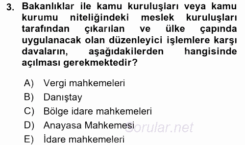 Vergi Yargılaması Hukuku 2016 - 2017 Ara Sınavı 3.Soru