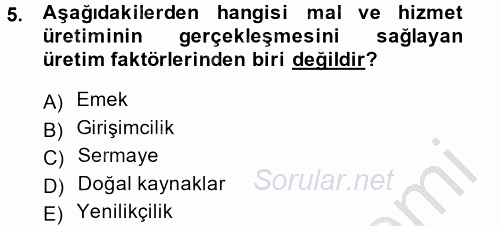 Gelir Dağılımı ve Yoksulluk 2013 - 2014 Ara Sınavı 5.Soru