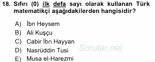 İslam Tarihi ve Medeniyeti 2 2017 - 2018 Ara Sınavı 18.Soru