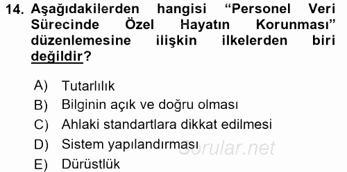 E-İş Süreçleri 2016 - 2017 Ara Sınavı 14.Soru
