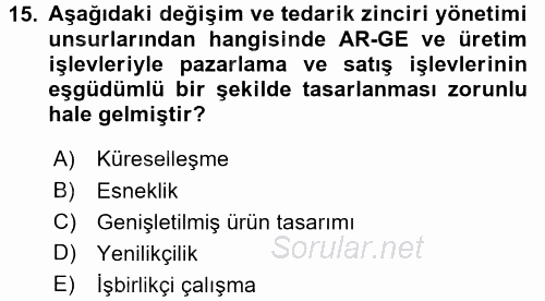 E-İş Süreçleri 2016 - 2017 Ara Sınavı 15.Soru