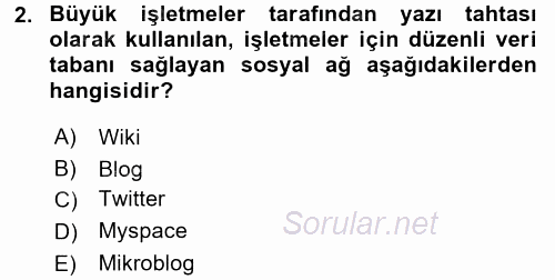 E-İş Süreçleri 2016 - 2017 Ara Sınavı 2.Soru