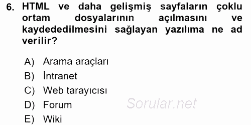 E-İş Süreçleri 2016 - 2017 Ara Sınavı 6.Soru