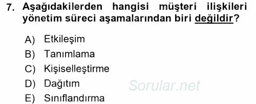 E-İş Süreçleri 2016 - 2017 Ara Sınavı 7.Soru