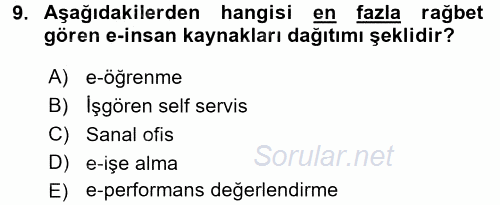 E-İş Süreçleri 2016 - 2017 Ara Sınavı 9.Soru