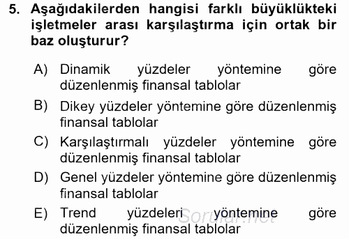 Finansal Tablolar Analizi 2015 - 2016 Ara Sınavı 5.Soru