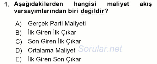 Dönemsonu İşlemleri 2015 - 2016 Dönem Sonu Sınavı 1.Soru