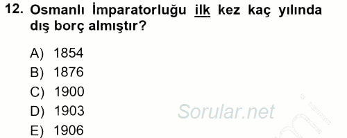 Devlet Borçları 2012 - 2013 Dönem Sonu Sınavı 12.Soru