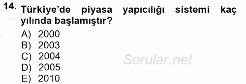 Devlet Borçları 2012 - 2013 Dönem Sonu Sınavı 14.Soru