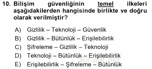 Temel Bilgi Teknolojileri 2 2015 - 2016 Ara Sınavı 10.Soru