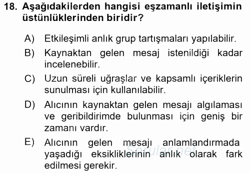 Temel Bilgi Teknolojileri 2 2015 - 2016 Ara Sınavı 18.Soru