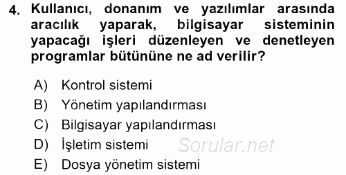 Temel Bilgi Teknolojileri 2 2015 - 2016 Ara Sınavı 4.Soru