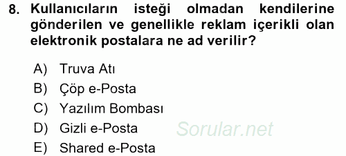 Temel Bilgi Teknolojileri 2 2015 - 2016 Ara Sınavı 8.Soru