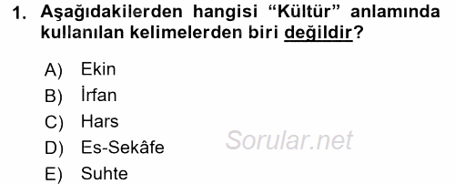 İslam Kurumları ve Medeniyeti 2015 - 2016 Ara Sınavı 1.Soru