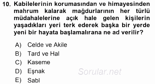 İslam Kurumları ve Medeniyeti 2015 - 2016 Ara Sınavı 10.Soru