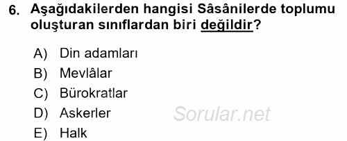 İslam Kurumları ve Medeniyeti 2015 - 2016 Ara Sınavı 6.Soru