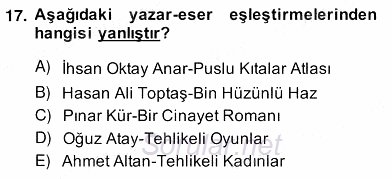 Çağdaş Türk Romanı 2013 - 2014 Ara Sınavı 17.Soru