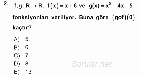 Genel Matematik 2015 - 2016 Tek Ders Sınavı 2.Soru