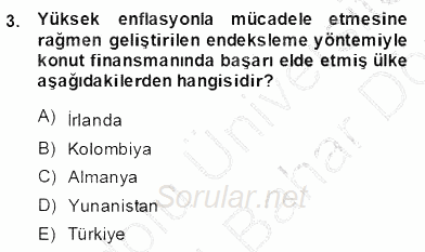 Emlak Finans ve Emlak Değerleme 2013 - 2014 Dönem Sonu Sınavı 3.Soru