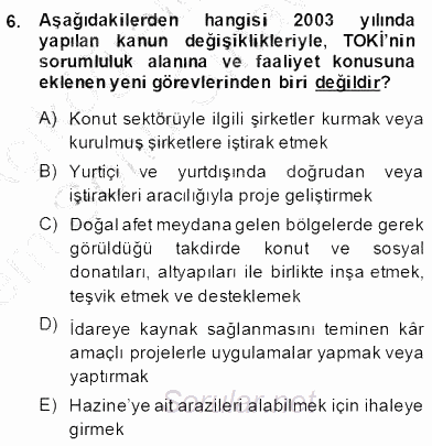 Emlak Finans ve Emlak Değerleme 2013 - 2014 Dönem Sonu Sınavı 6.Soru