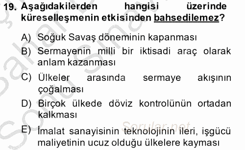 Uluslararası Hukuk 2 2013 - 2014 Dönem Sonu Sınavı 19.Soru