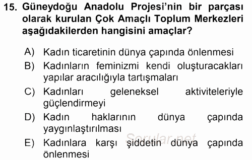 Yeni Toplumsal Hareketler 2017 - 2018 3 Ders Sınavı 15.Soru
