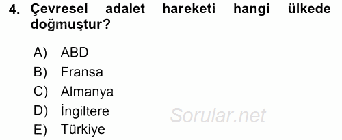 Yeni Toplumsal Hareketler 2017 - 2018 3 Ders Sınavı 4.Soru