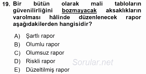 Sermaye Piyasası Hukuku 2016 - 2017 Ara Sınavı 19.Soru