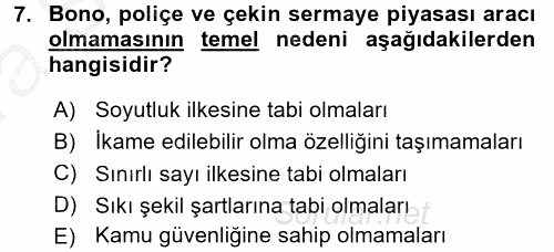 Sermaye Piyasası Hukuku 2016 - 2017 Ara Sınavı 7.Soru