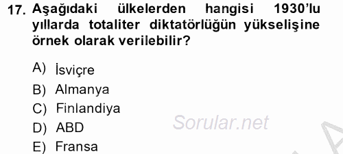 İnsan Hakları Ve Kamu Özgürlükleri 2014 - 2015 Ara Sınavı 17.Soru