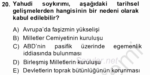 İnsan Hakları Ve Kamu Özgürlükleri 2014 - 2015 Ara Sınavı 20.Soru