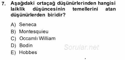 İnsan Hakları Ve Kamu Özgürlükleri 2014 - 2015 Ara Sınavı 7.Soru