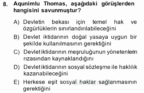 İnsan Hakları Ve Kamu Özgürlükleri 2014 - 2015 Ara Sınavı 8.Soru