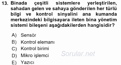 Isıtma Havalandırma ve Klima Sistemlerinde Enerji Ekonomisi 2015 - 2016 Tek Ders Sınavı 13.Soru