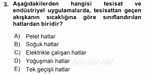 Isıtma Havalandırma ve Klima Sistemlerinde Enerji Ekonomisi 2015 - 2016 Tek Ders Sınavı 3.Soru