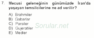 Yaşayan Dünya Dinleri 2012 - 2013 Tek Ders Sınavı 7.Soru