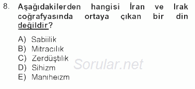 Yaşayan Dünya Dinleri 2012 - 2013 Tek Ders Sınavı 8.Soru