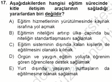 Okulöncesi Eğitime Giriş 2012 - 2013 Dönem Sonu Sınavı 17.Soru