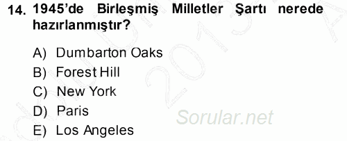 Diplomasi Tarihi 2013 - 2014 Ara Sınavı 14.Soru