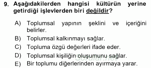 Hukuk Sosyolojisi 2017 - 2018 Dönem Sonu Sınavı 9.Soru