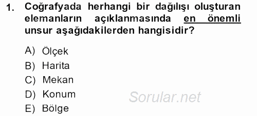 Tarihi Coğrafya 2013 - 2014 Dönem Sonu Sınavı 1.Soru