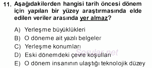 Tarihi Coğrafya 2013 - 2014 Dönem Sonu Sınavı 11.Soru
