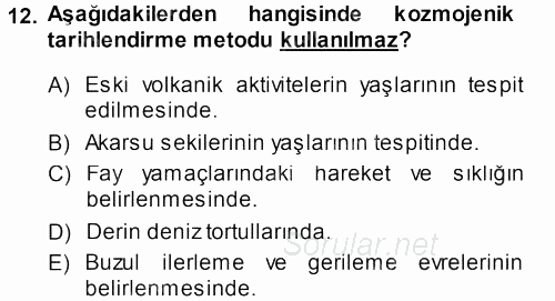 Tarihi Coğrafya 2013 - 2014 Dönem Sonu Sınavı 12.Soru