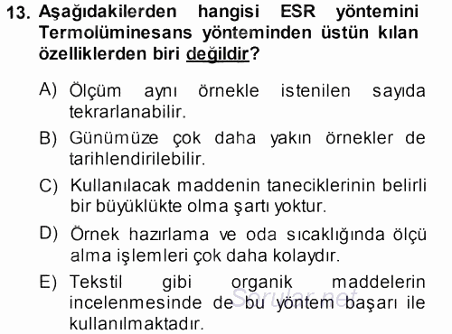 Tarihi Coğrafya 2013 - 2014 Dönem Sonu Sınavı 13.Soru