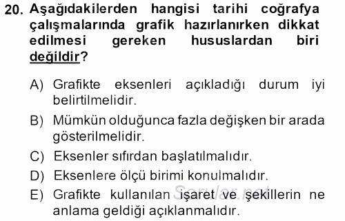 Tarihi Coğrafya 2013 - 2014 Dönem Sonu Sınavı 20.Soru