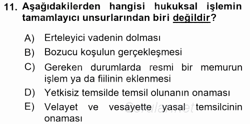 Medeni Hukuk 2 2015 - 2016 Ara Sınavı 11.Soru