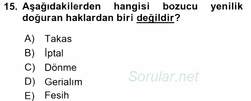 Medeni Hukuk 2 2015 - 2016 Ara Sınavı 15.Soru